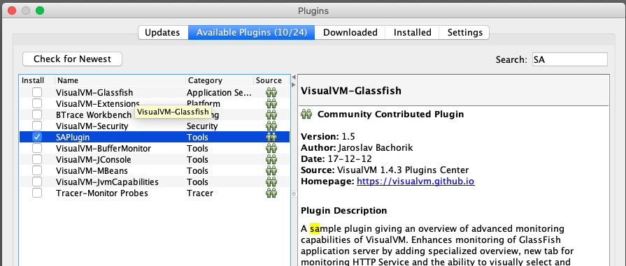 VisualVM SAPlugin