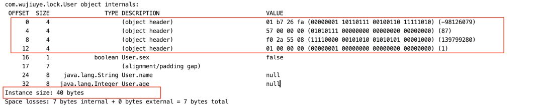 通过jol查看User对象的内存布局